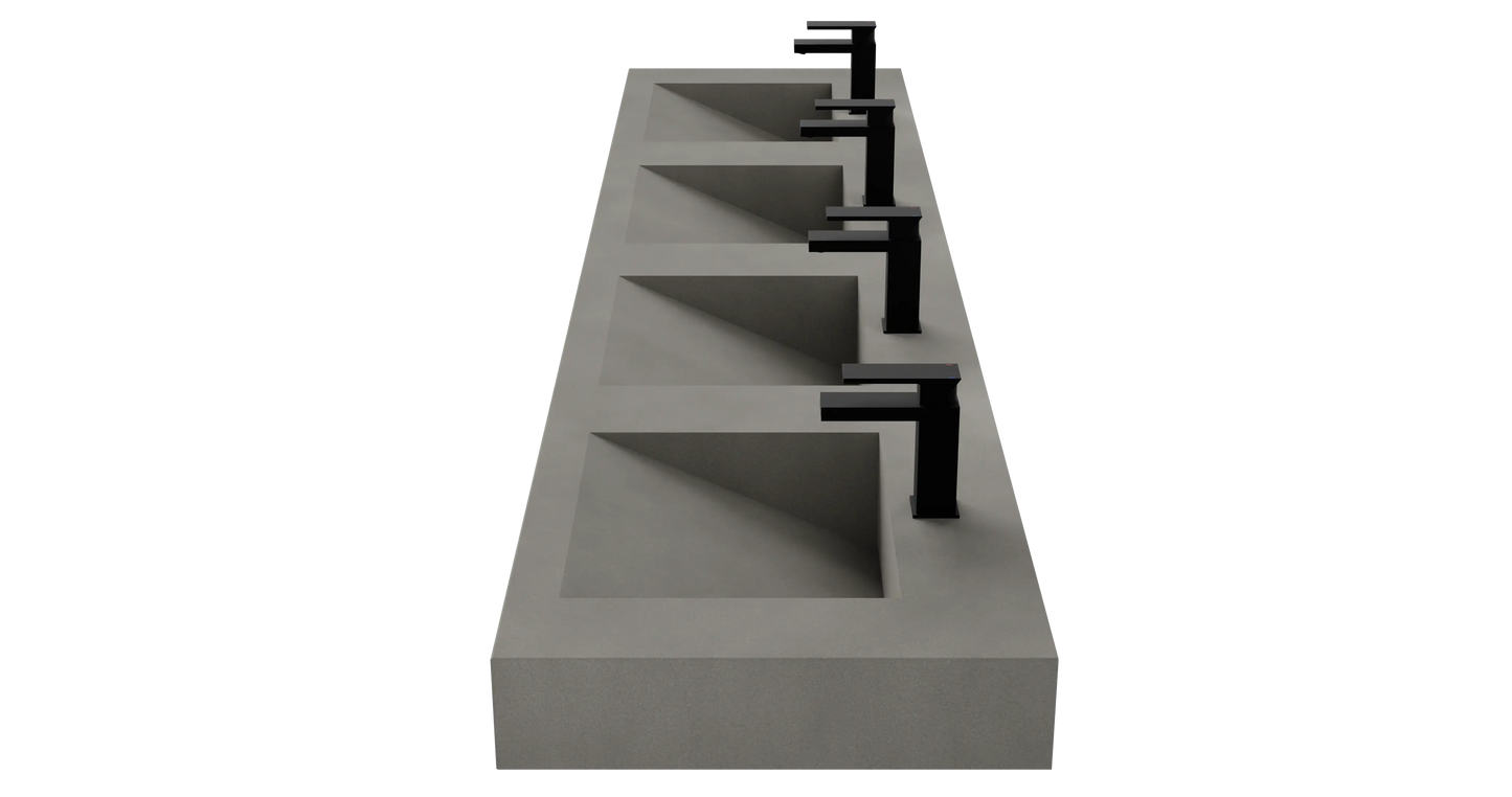 96" Wall Hung With 4 x 17" Concrete Ramp Sinks CustomCreteWerks