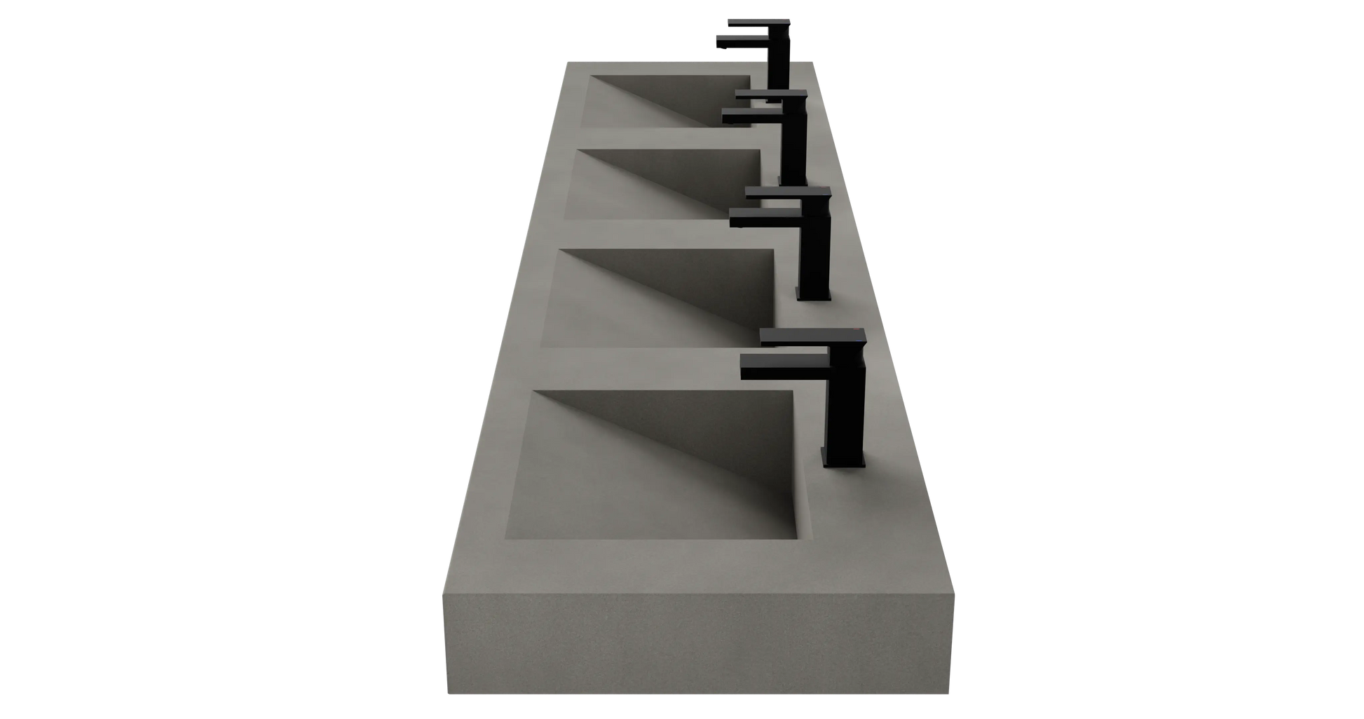 96" Wall Hung With 4 x 17" Concrete Ramp Sinks CustomCreteWerks