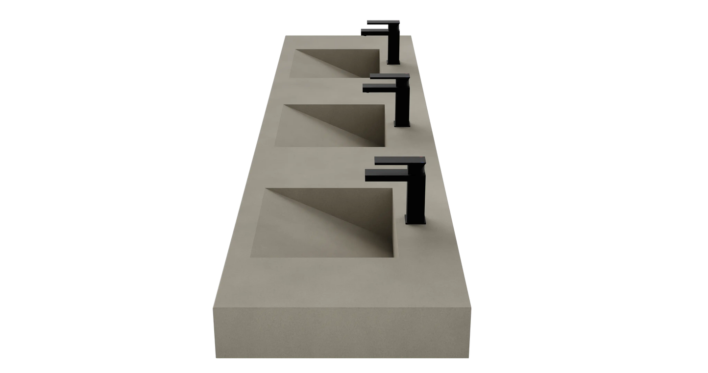 96" Wall Hung With 3 x 17" Concrete Ramp Sinks CustomCreteWerks