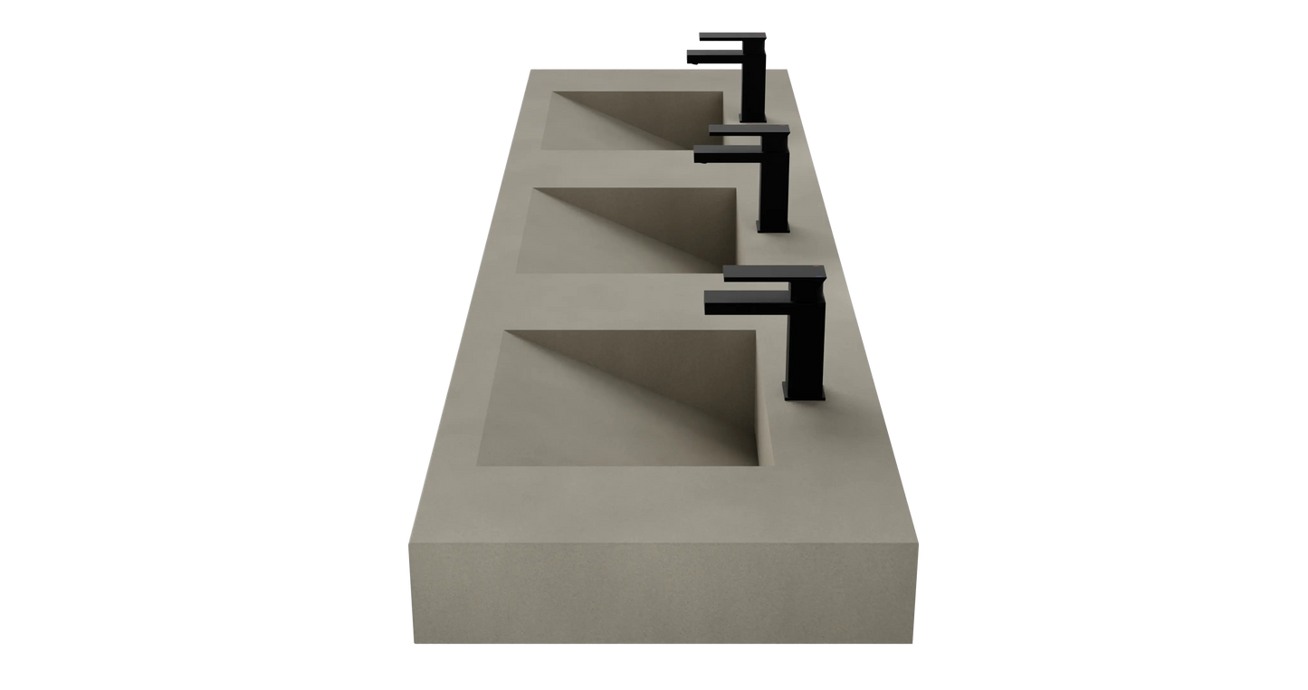 84" Wall Hung With 3 x 17" Concrete Ramp Sinks CustomCreteWerks