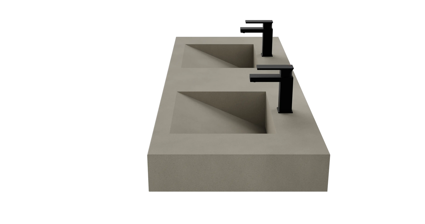 60" Wall Hung With 2 x 17" Concrete Ramp Sinks CustomCreteWerks