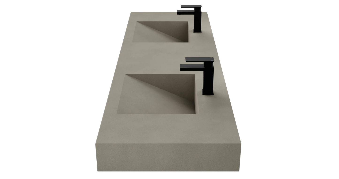 72" Wall Hung With 2 x 17" Concrete Ramp Sinks CustomCreteWerks