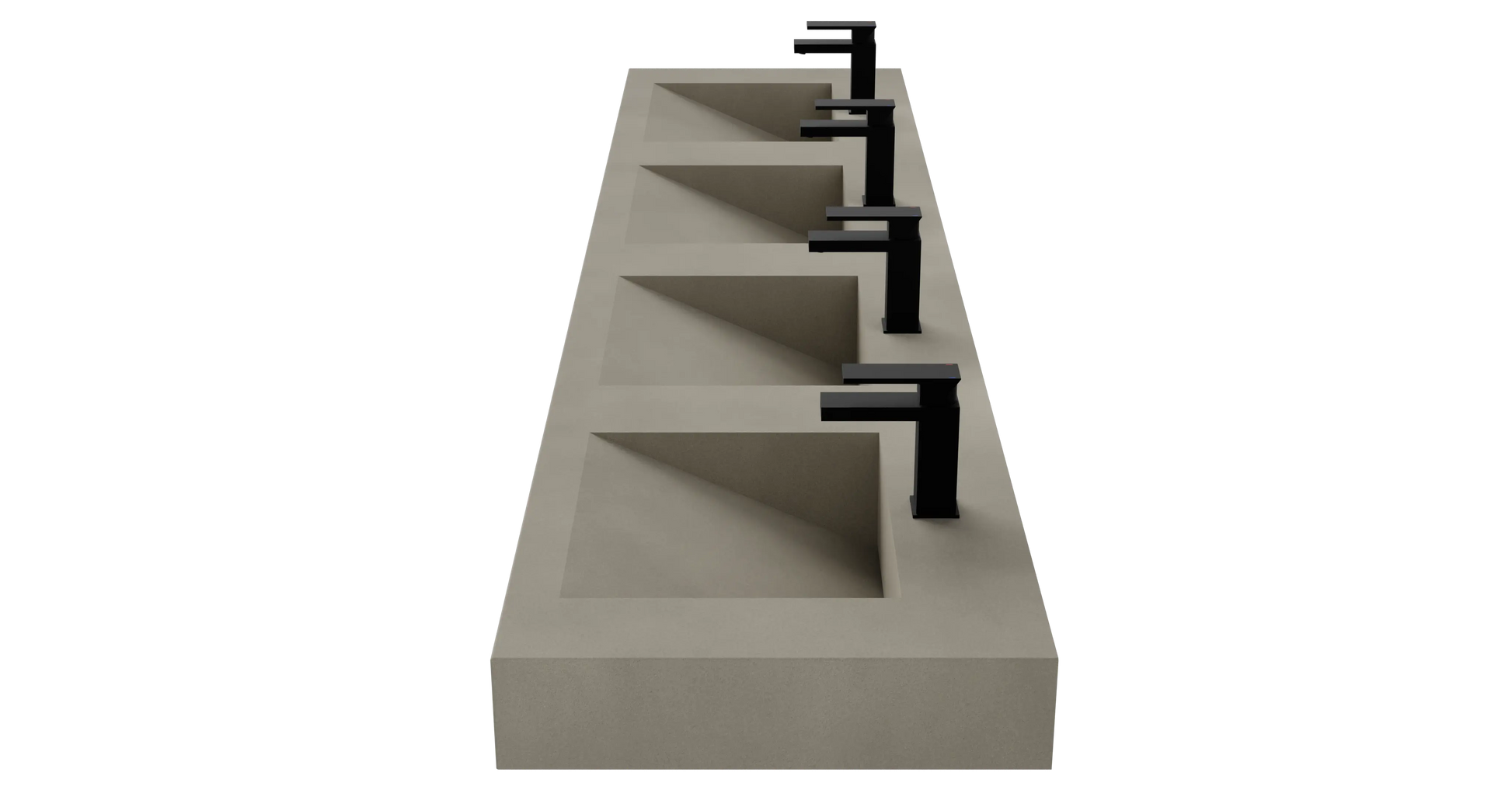 96" Wall Hung With 4 x 17" Concrete Ramp Sinks CustomCreteWerks