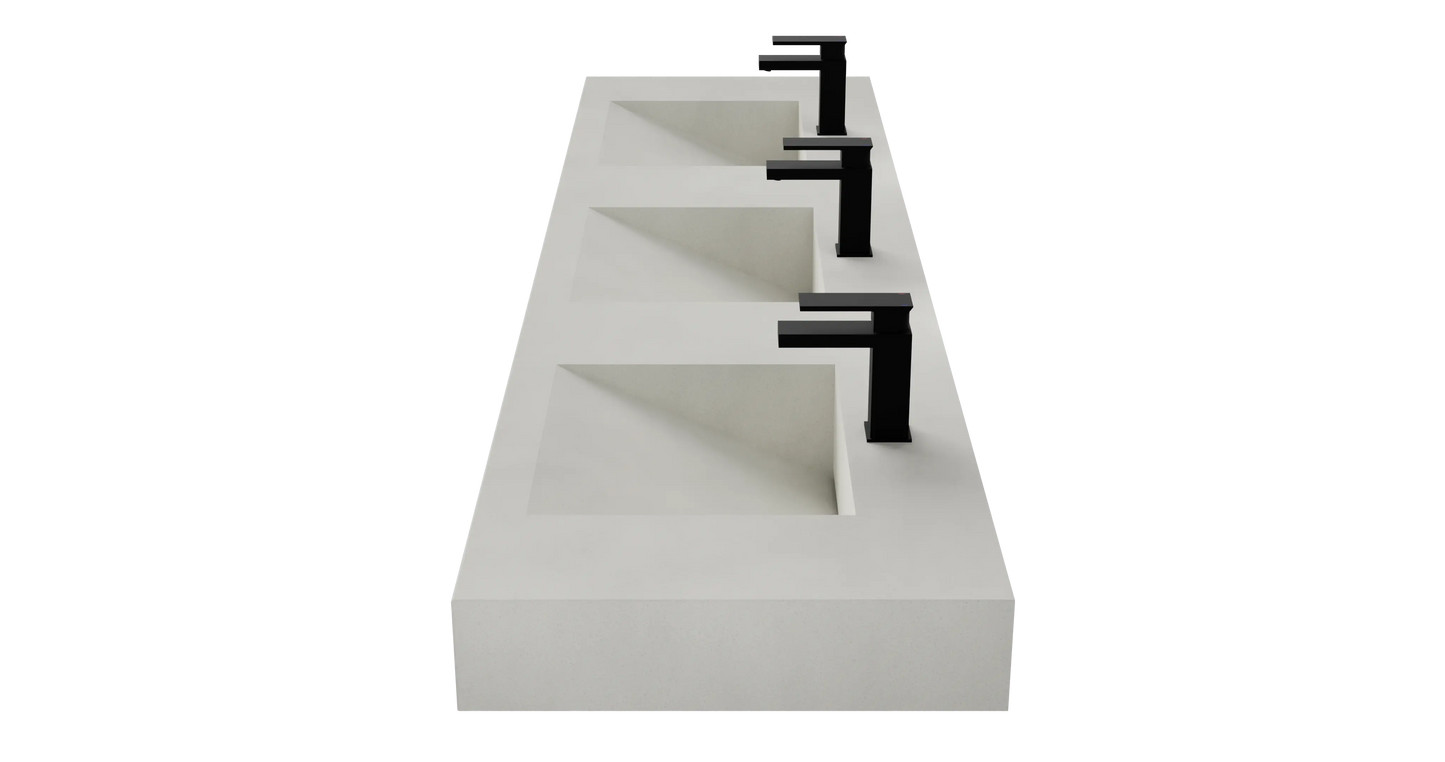 84" Wall Hung With 3 x 17" Concrete Ramp Sinks CustomCreteWerks
