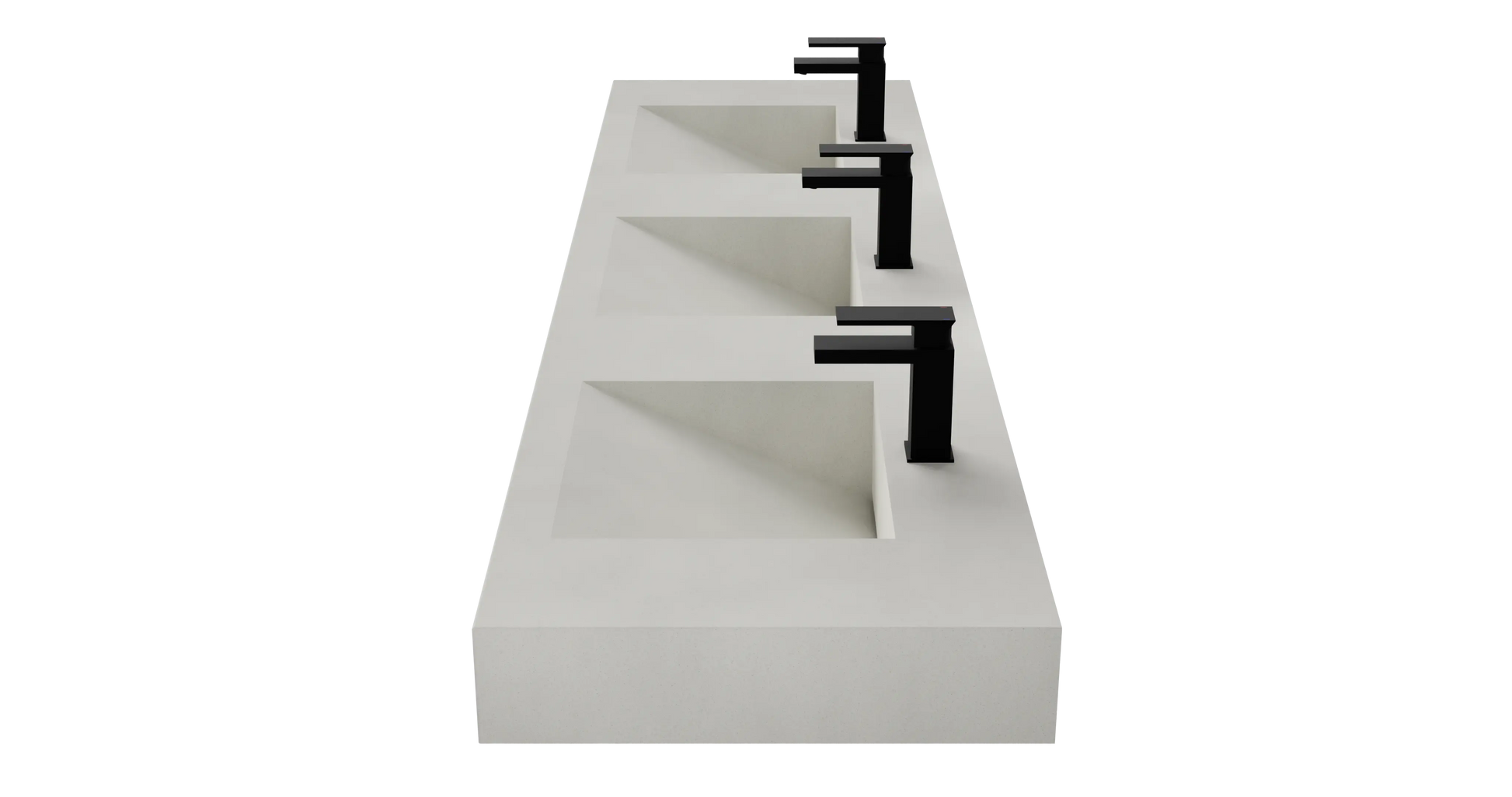 84" Wall Hung With 3 x 17" Concrete Ramp Sinks CustomCreteWerks