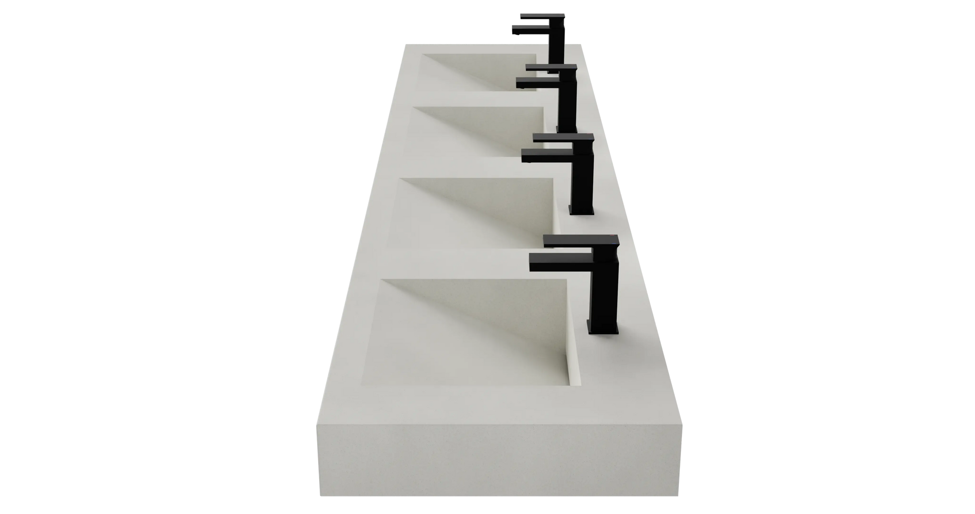 96" Wall Hung With 4 x 17" Concrete Ramp Sinks CustomCreteWerks
