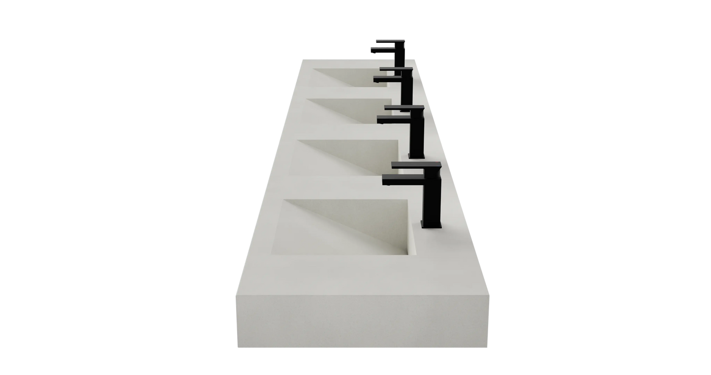 114" Wall Hung Concrete Four Station Ramp Sinks CustomCreteWerks
