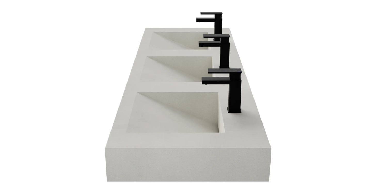 72" Wall Hung With 3 x 17" Concrete Ramp Sinks CustomCreteWerks