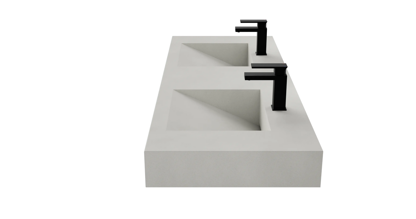 60" Wall Hung With 2 x 17" Concrete Ramp Sinks CustomCreteWerks