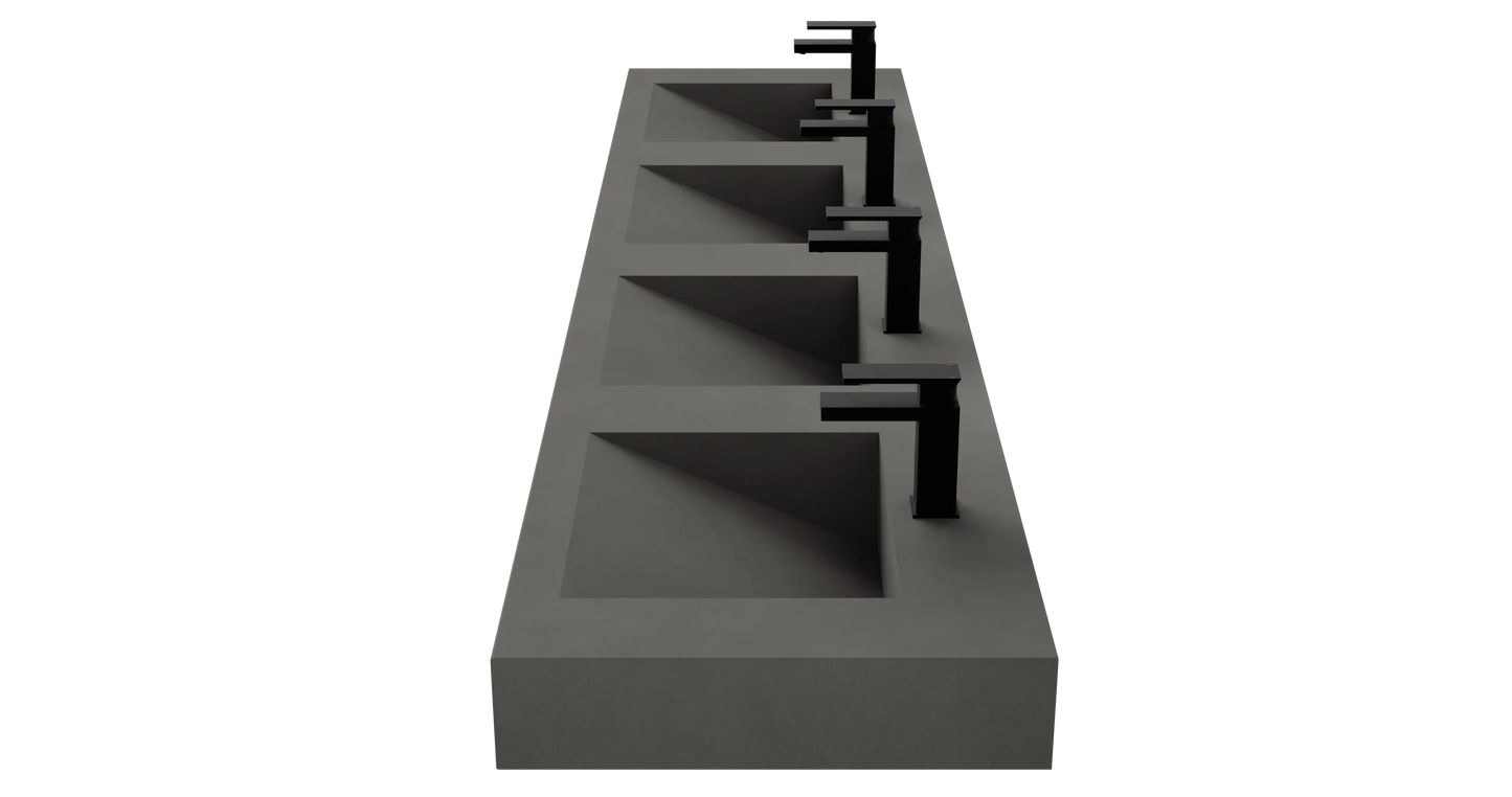 96" Wall Hung With 4 x 17" Concrete Ramp Sinks CustomCreteWerks