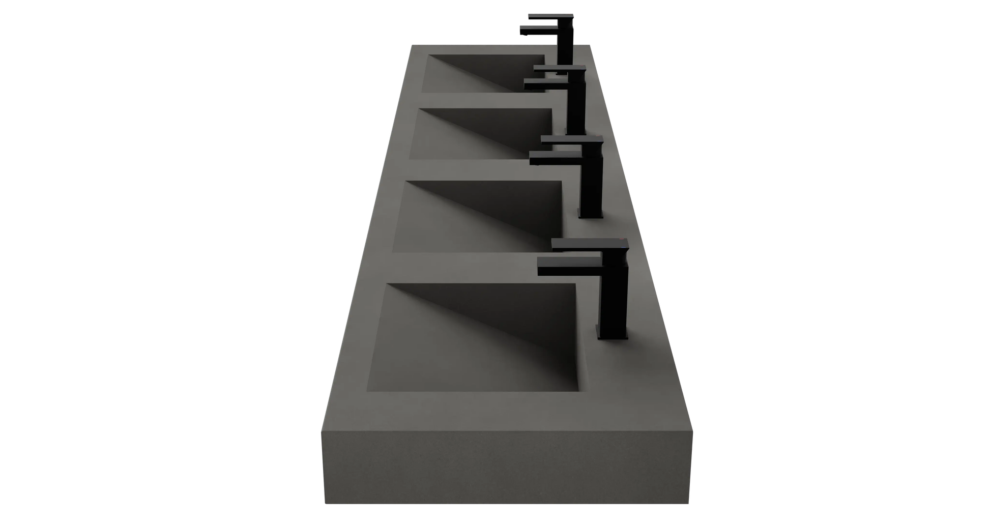 96" Wall Hung With 4 x 17" Concrete Ramp Sinks CustomCreteWerks