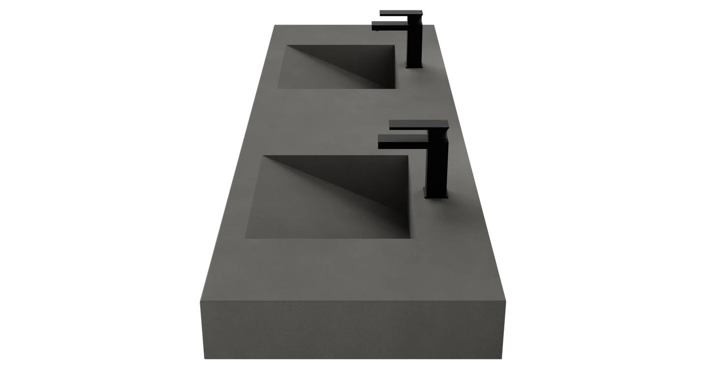 72" Wall Hung With 2 x 17" Concrete Ramp Sinks CustomCreteWerks