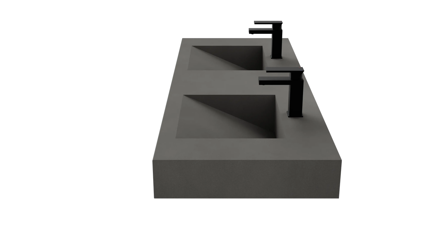 60" Wall Hung With 2 x 17" Concrete Ramp Sinks CustomCreteWerks