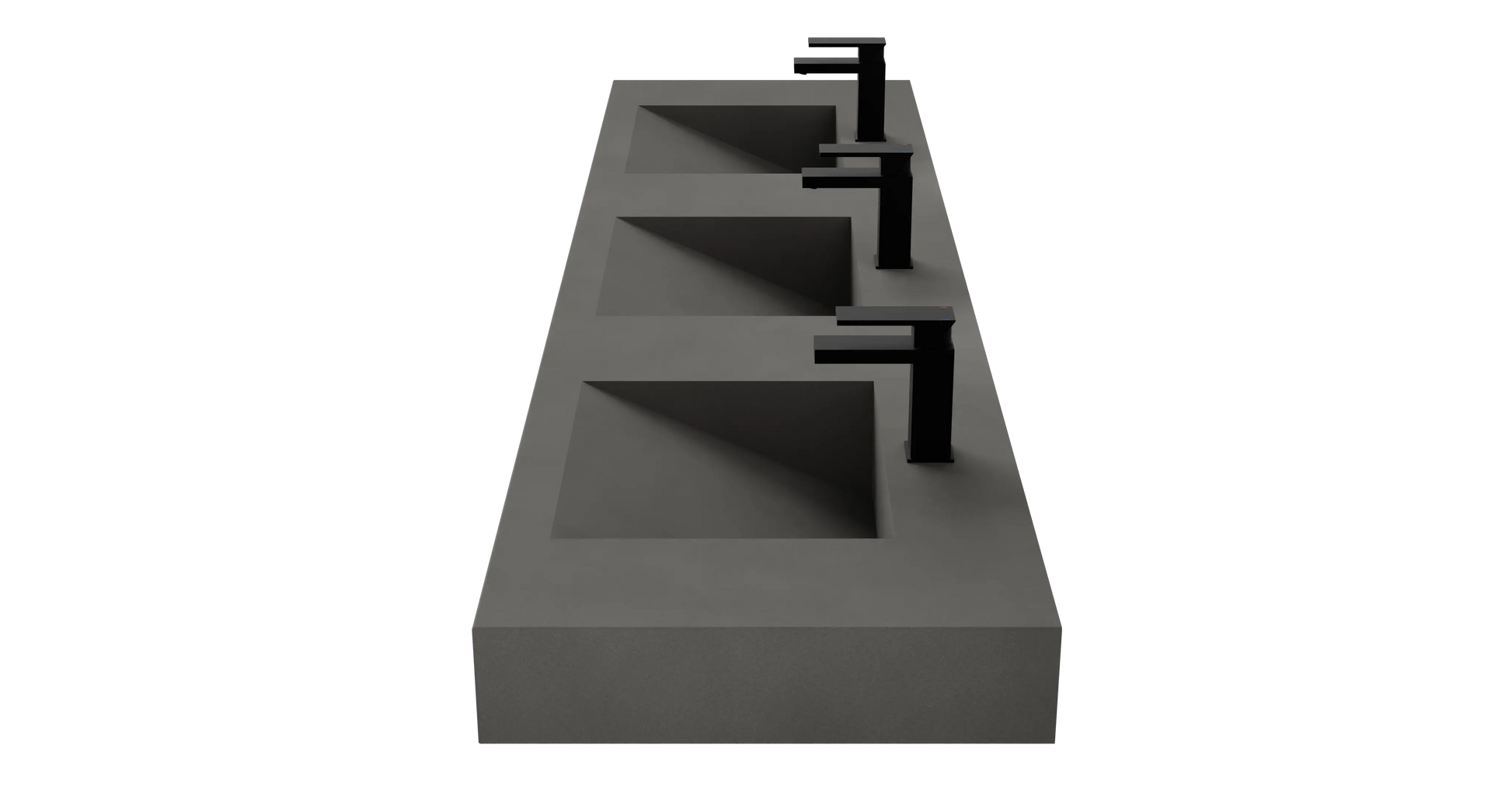 84" Wall Hung With 3 x 17" Concrete Ramp Sinks CustomCreteWerks
