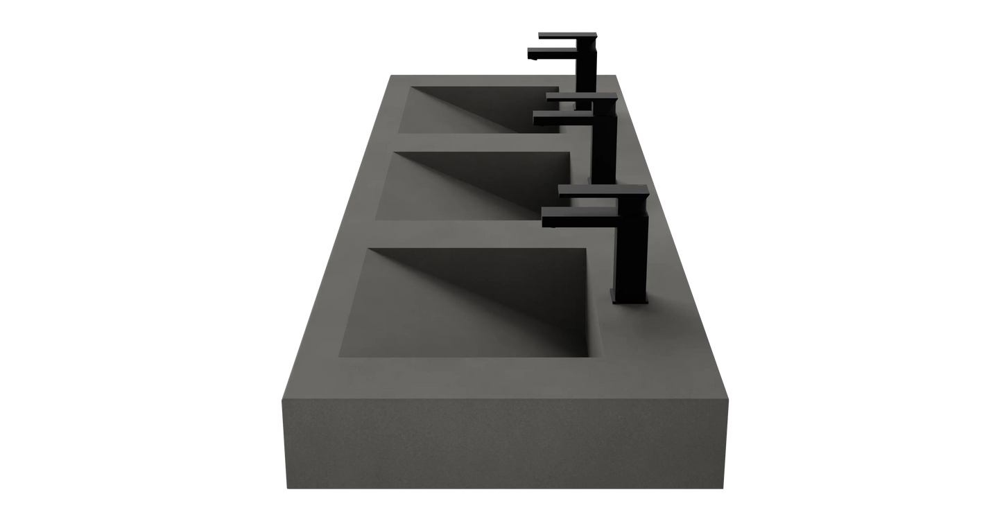 72" Wall Hung With 3 x 17" Concrete Ramp Sinks CustomCreteWerks