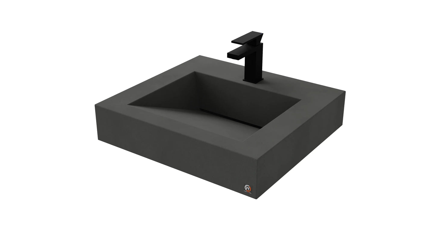 24" Wall Hung Concrete Ramp Sink CustomCreteWerks