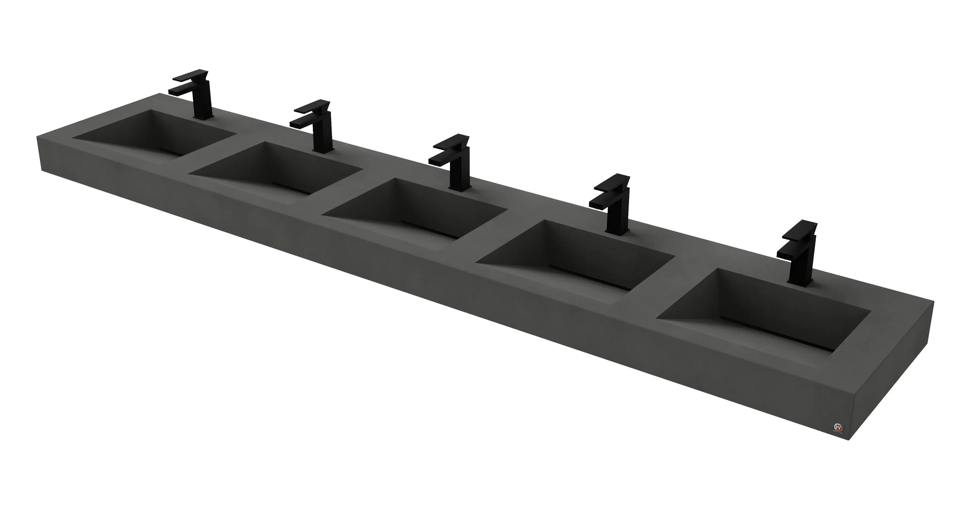 114" Wall Hung Concrete Five Station Ramp Sinks CustomCreteWerks