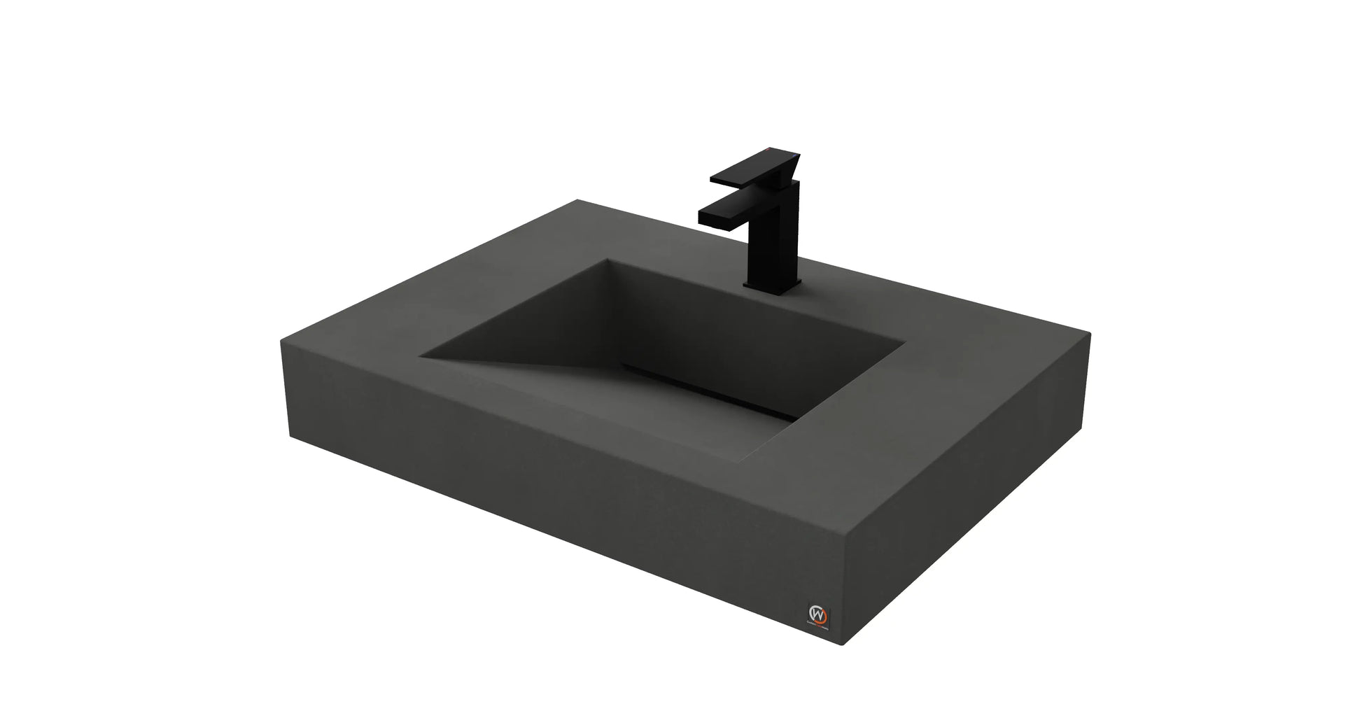 30" Wall Hung Concrete Ramp Sink CustomCreteWerks