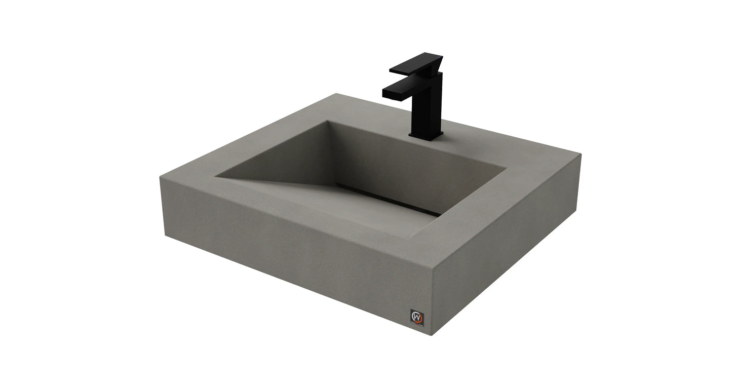 24" Wall Hung Concrete Ramp Sink CustomCreteWerks
