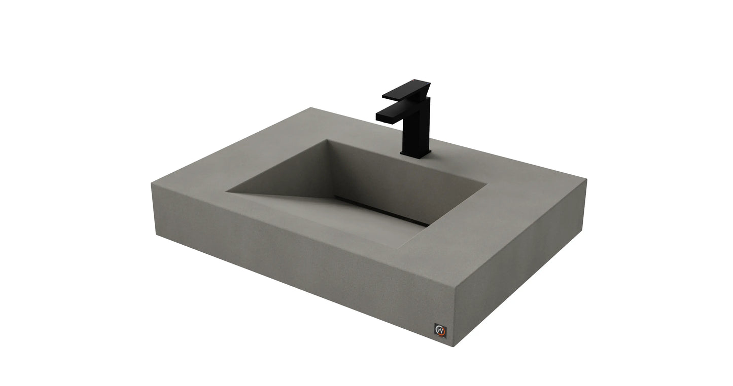 30" Wall Hung Concrete Ramp Sink CustomCreteWerks