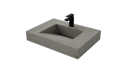 30" Wall Hung Concrete Ramp Sink CustomCreteWerks