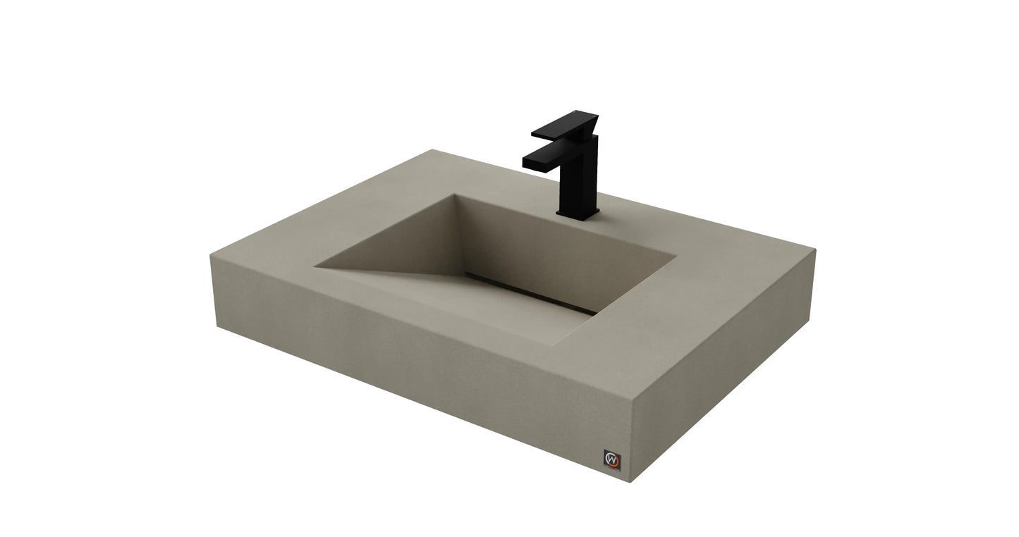 30" Wall Hung Concrete Ramp Sink CustomCreteWerks
