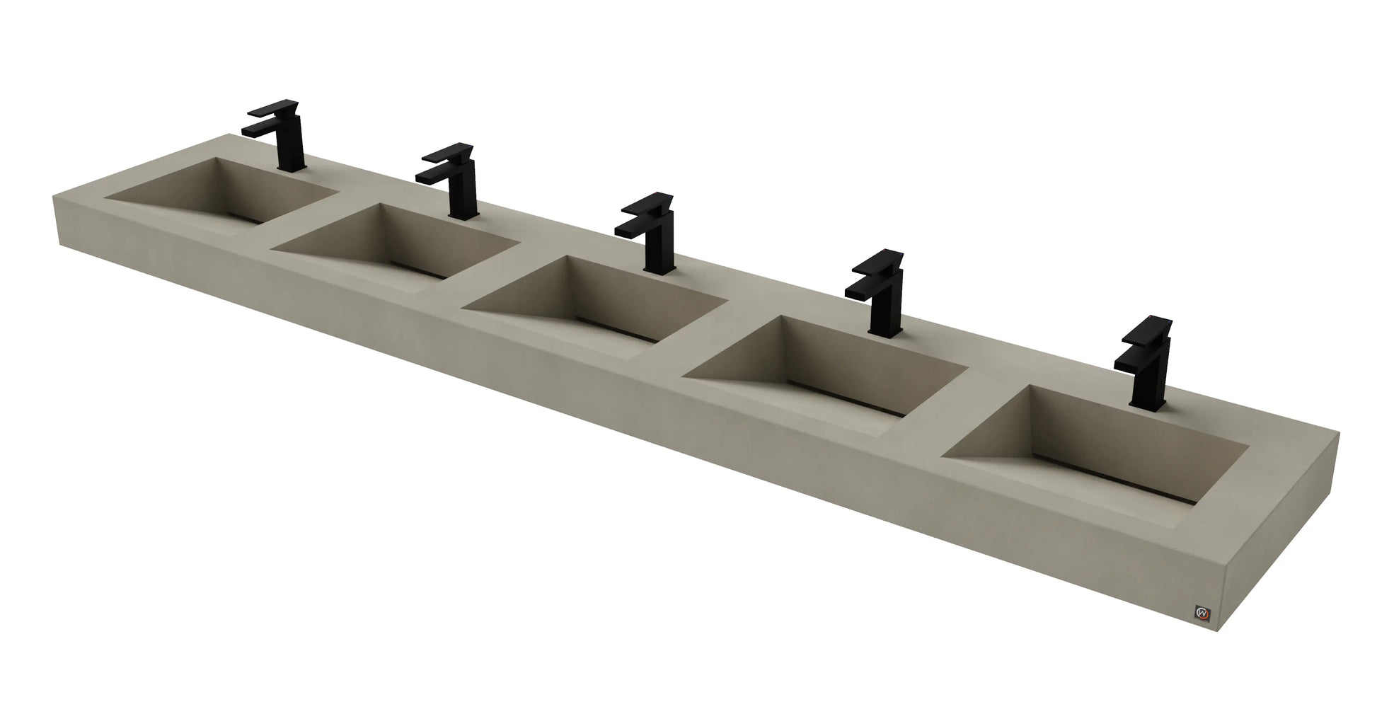 114" Wall Hung Concrete Five Station Ramp Sinks CustomCreteWerks
