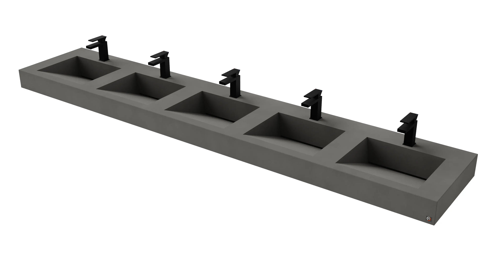 114" Wall Hung Concrete Five Station Ramp Sinks CustomCreteWerks