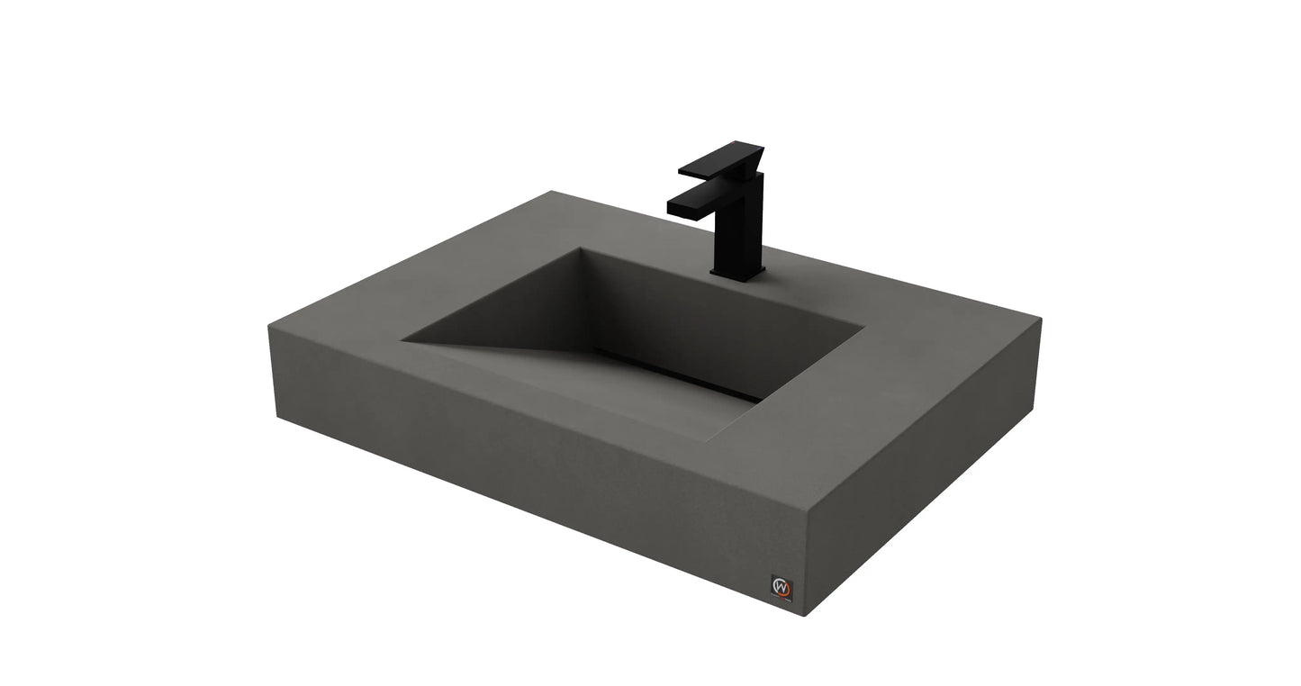 30" Wall Hung Concrete Ramp Sink CustomCreteWerks