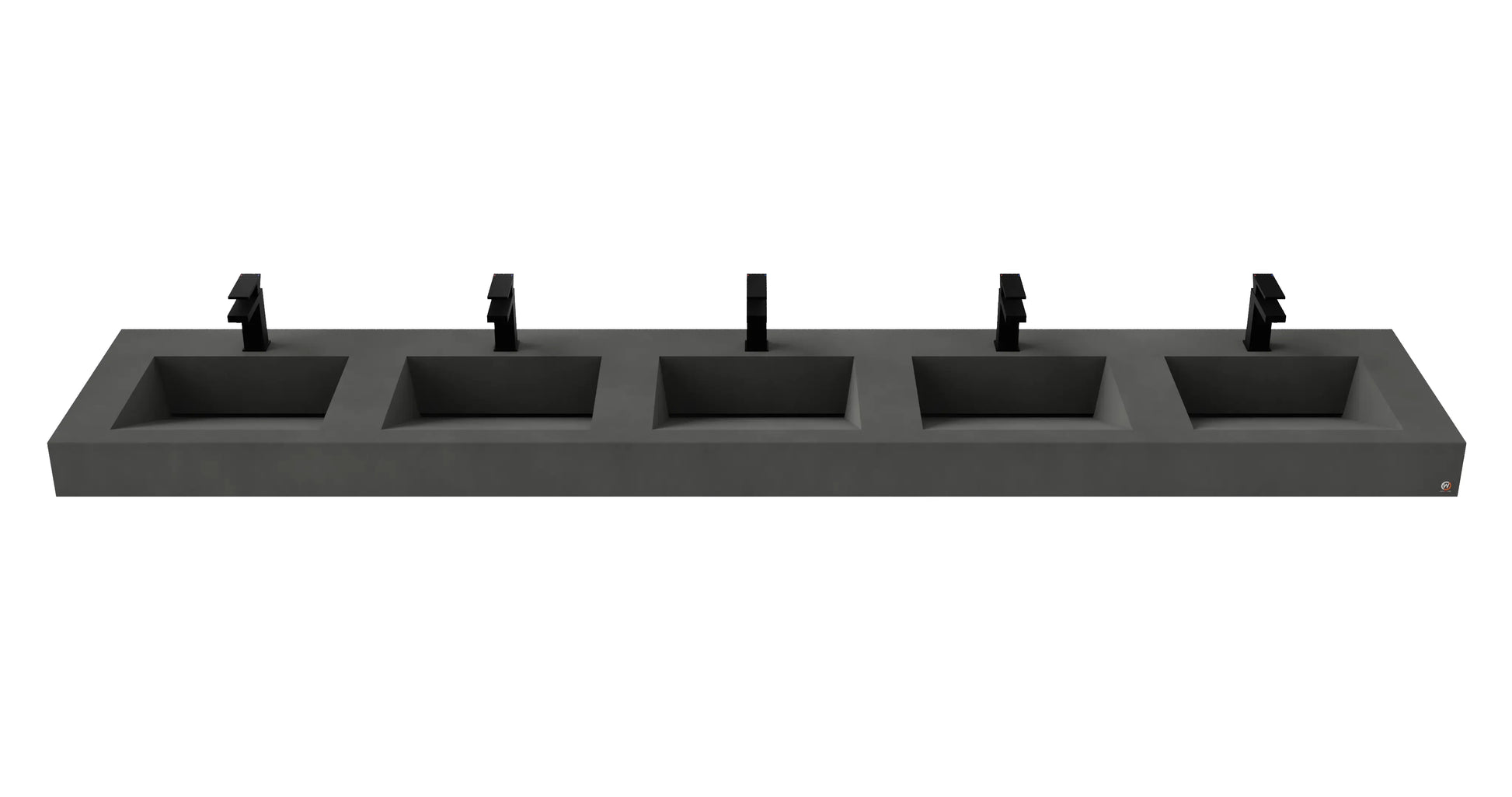 114" Wall Hung Concrete Five Station Ramp Sinks CustomCreteWerks
