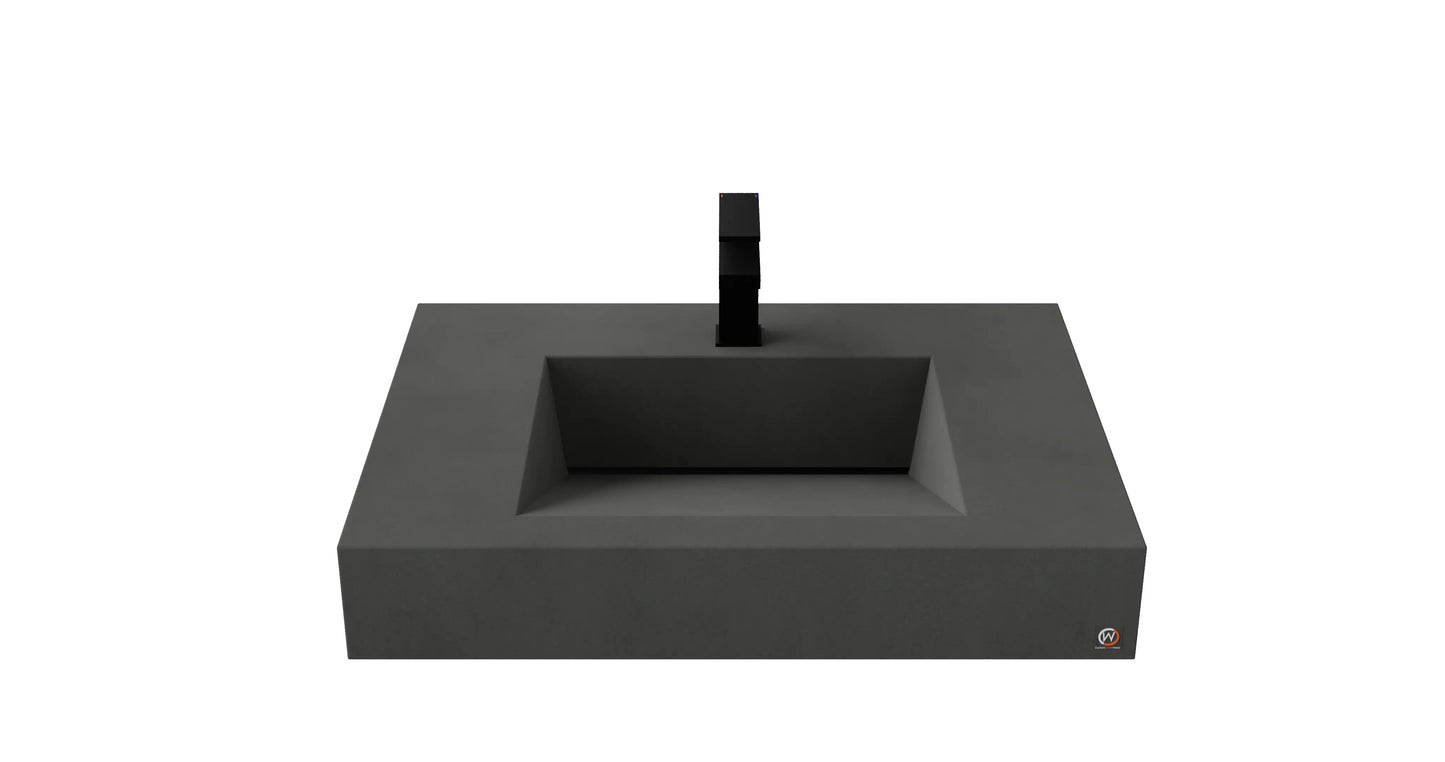 30" Wall Hung Concrete Ramp Sink CustomCreteWerks