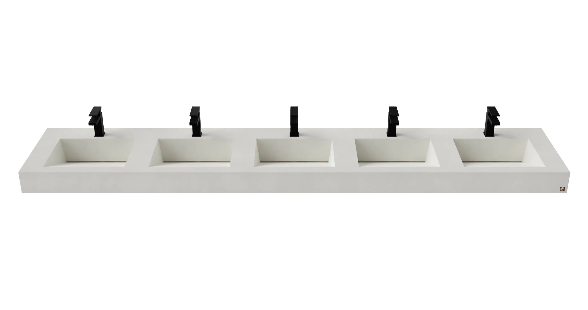 114" Wall Hung Concrete Five Station Ramp Sinks CustomCreteWerks