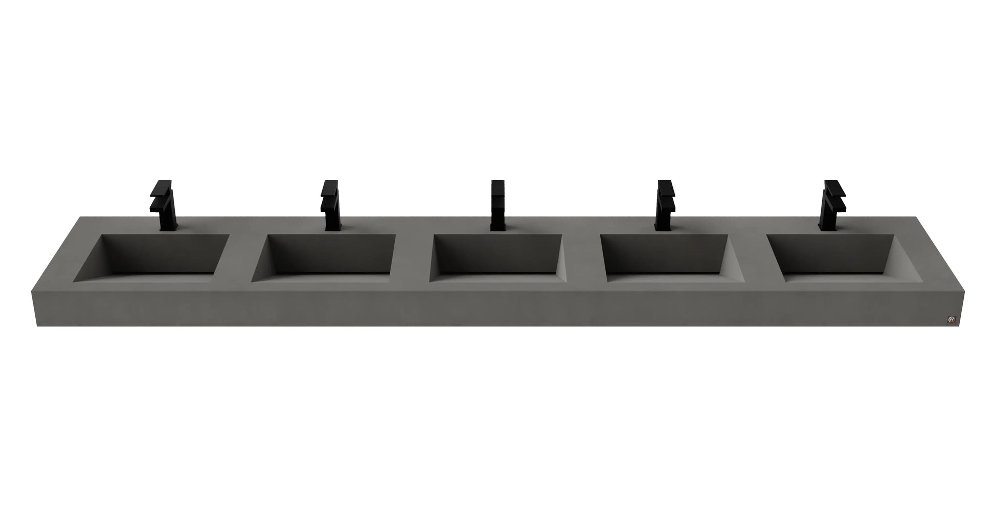 114" Wall Hung Concrete Five Station Ramp Sinks CustomCreteWerks