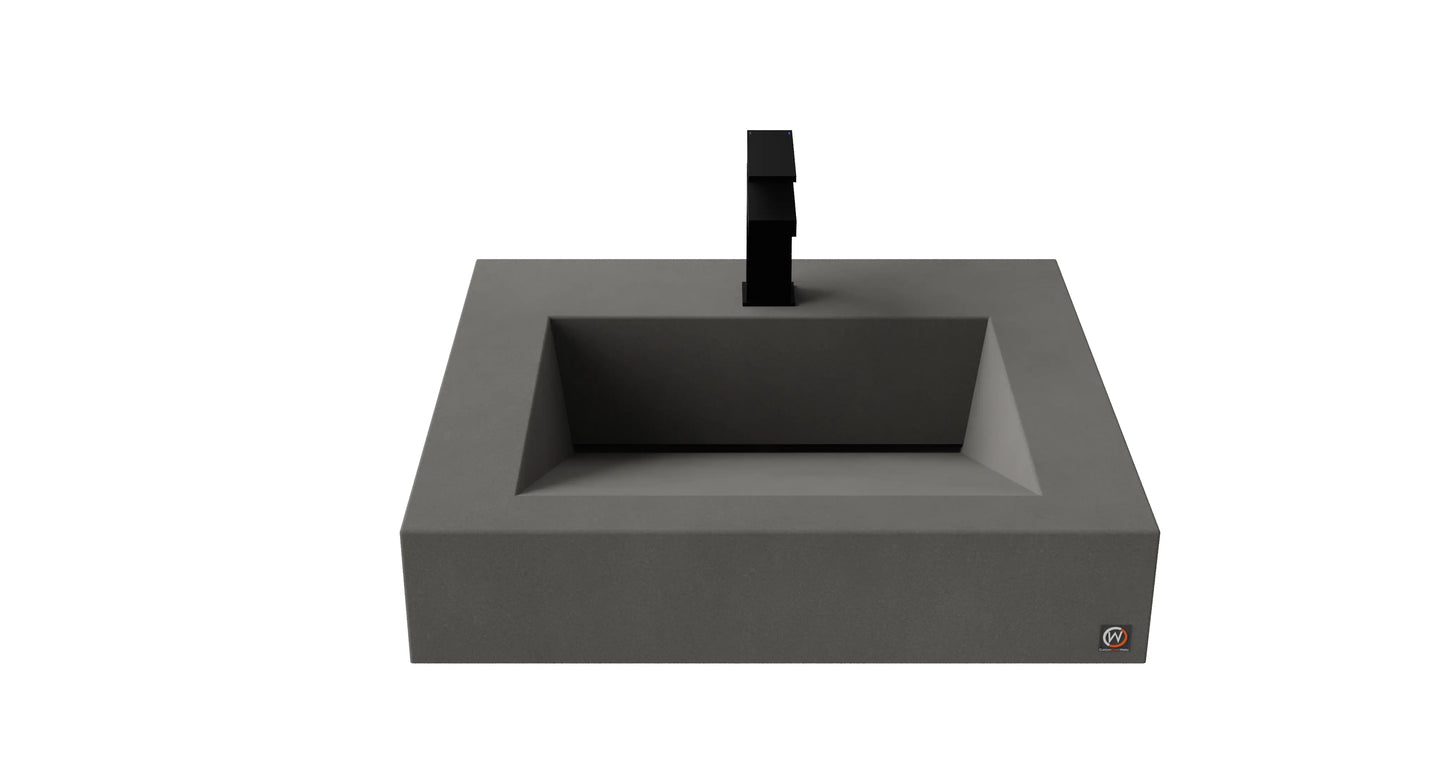 24" Wall Hung Concrete Ramp Sink CustomCreteWerks