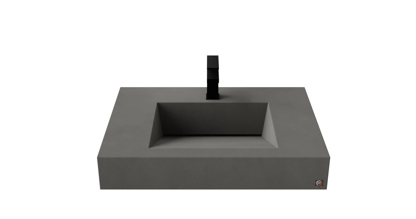 30" Wall Hung Concrete Ramp Sink CustomCreteWerks