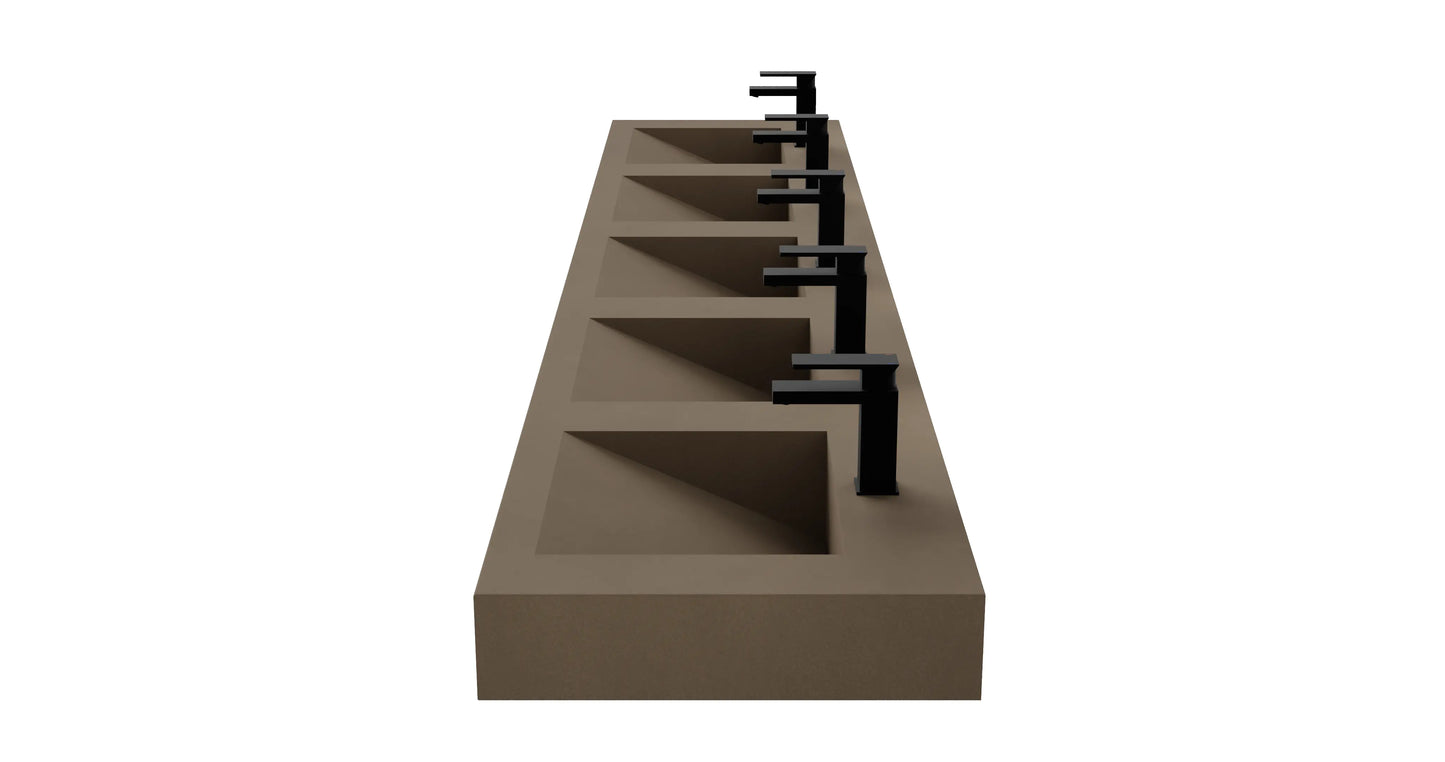 114" Wall Hung Concrete Five Station Ramp Sinks CustomCreteWerks