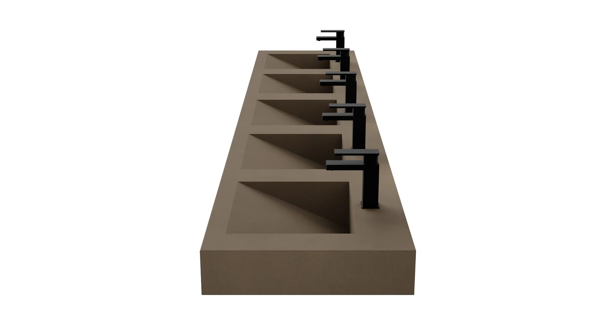 114" Wall Hung Concrete Five Station Ramp Sinks CustomCreteWerks