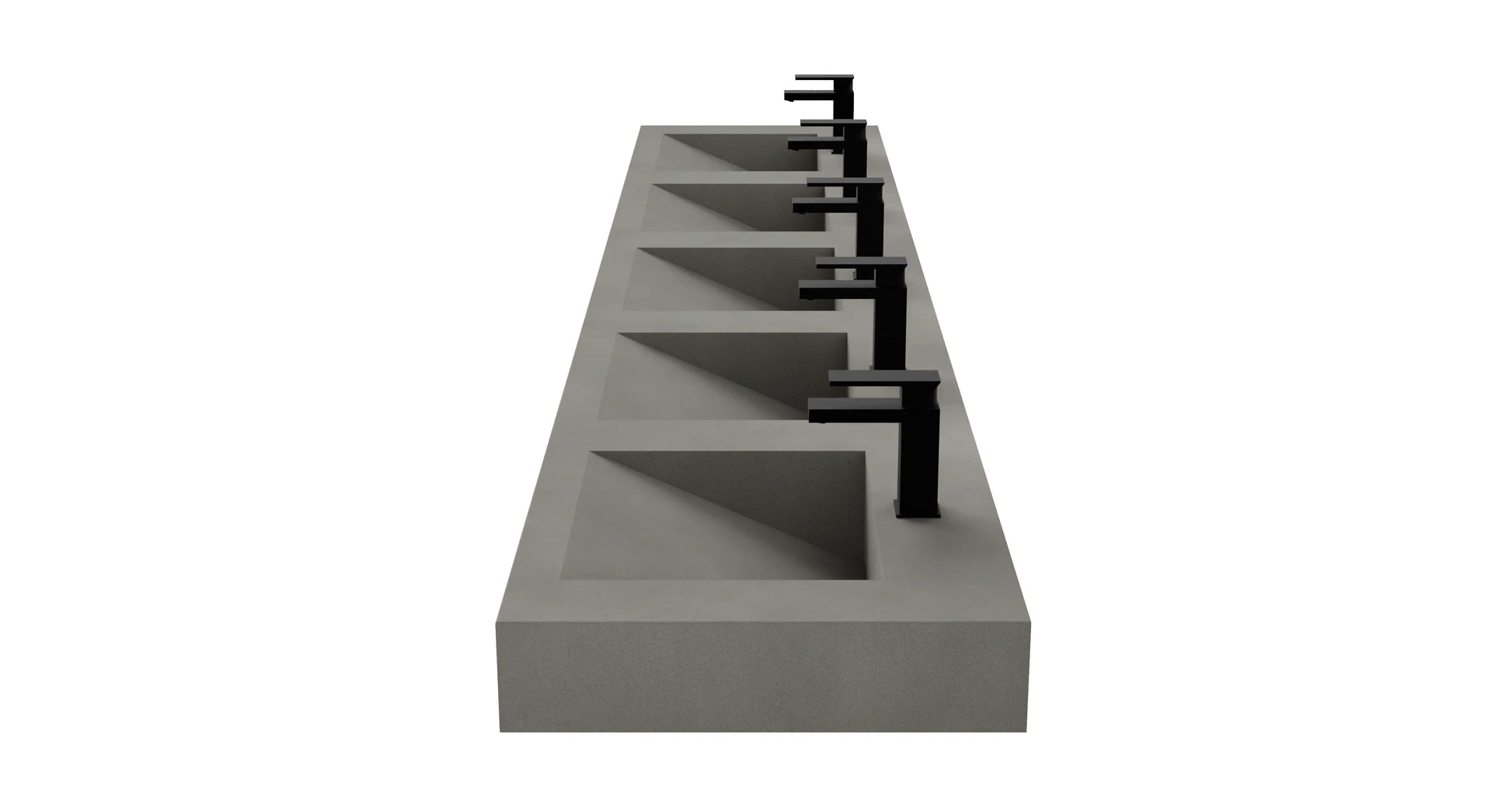 114" Wall Hung Concrete Five Station Ramp Sinks CustomCreteWerks