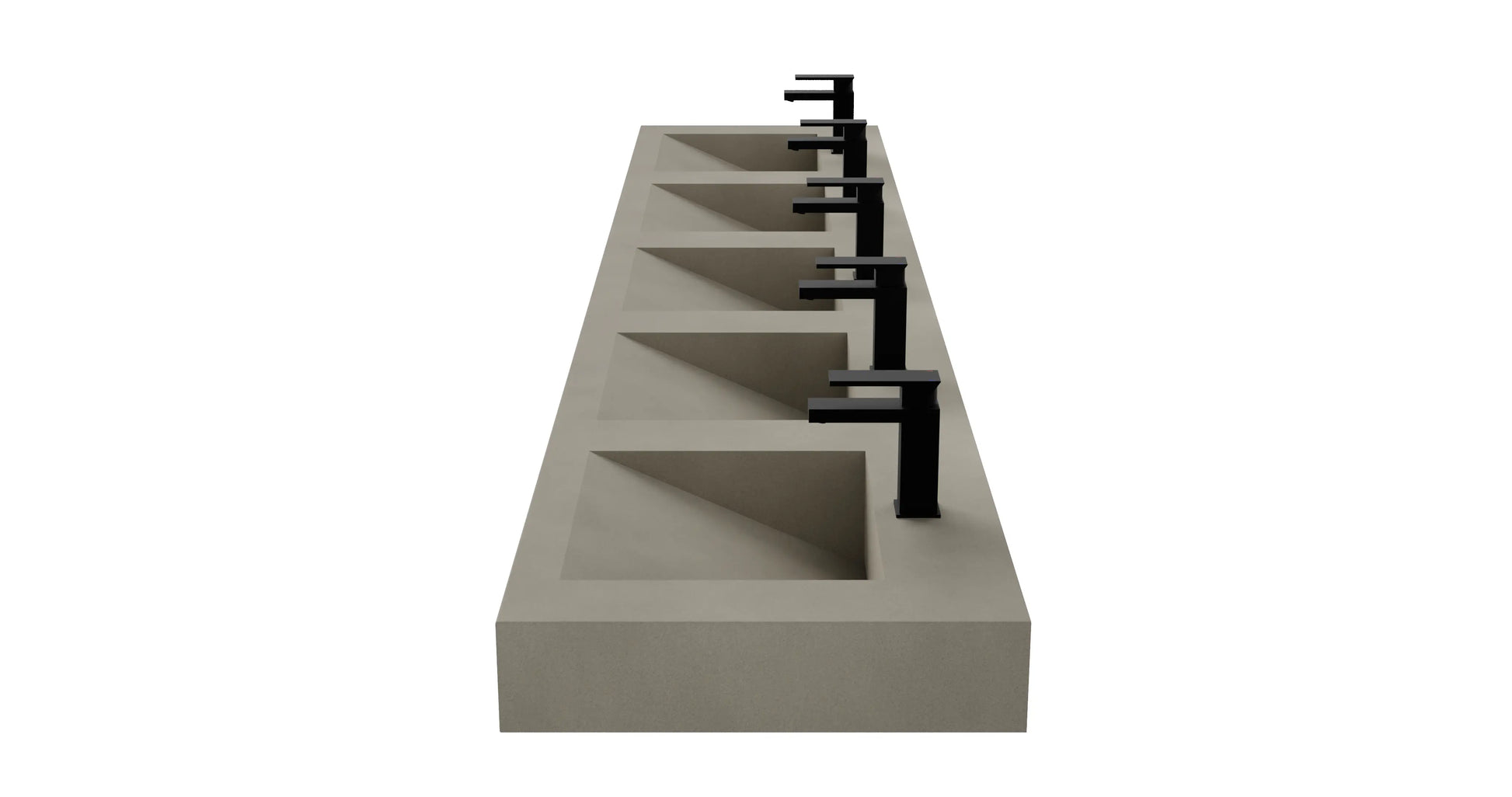 114" Wall Hung Concrete Five Station Ramp Sinks CustomCreteWerks