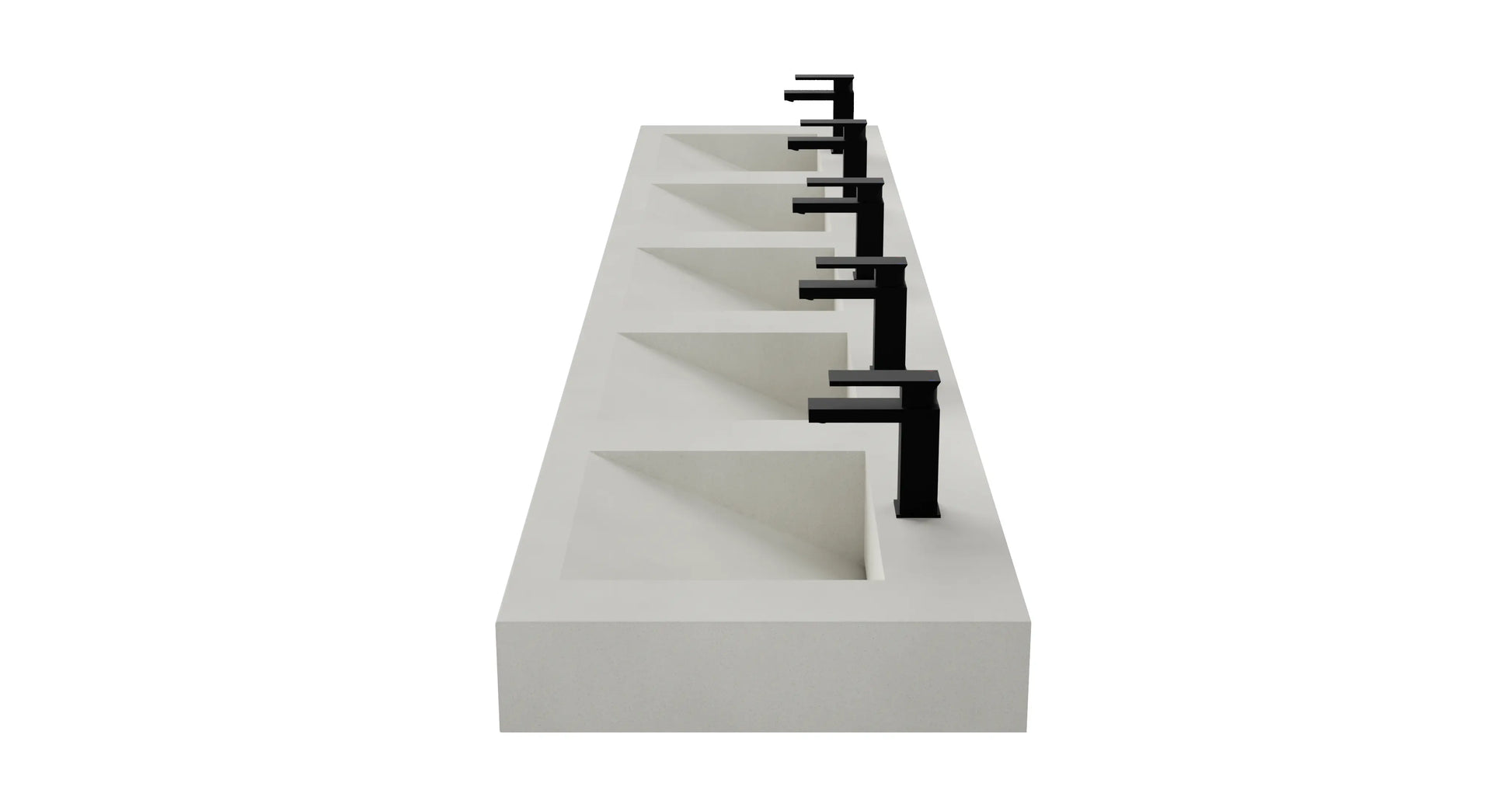 114" Wall Hung Concrete Five Station Ramp Sinks CustomCreteWerks