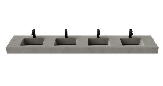 114" Wall Hung Concrete Four Station Ramp Sinks